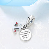 925 Silver Red & Enamel Anchor Of Love Dangle Charm for Bracelets & Bangles