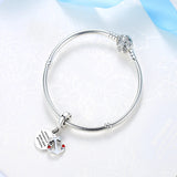 925 Silver Red & Enamel Anchor Of Love Dangle Charm for Bracelets & Bangles