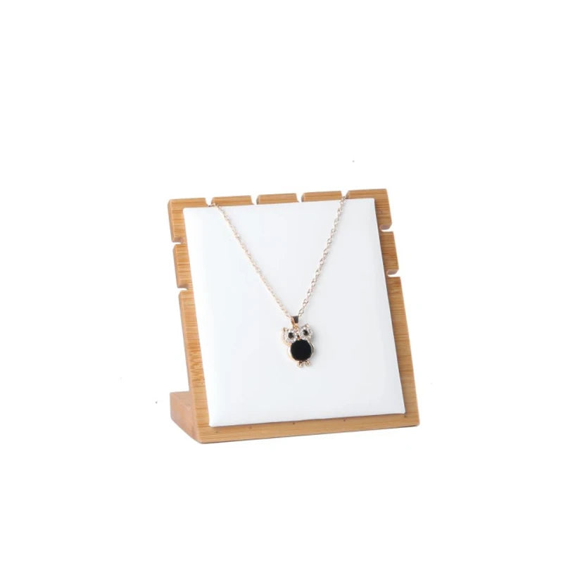 Bamboo Jewelry Display Stand Wooden Necklace Easel Showcase