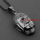 Buddha Head 316L Stainless Steel Pendant Necklace for Men Women