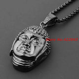 Buddha Head 316L Stainless Steel Pendant Necklace for Men Women
