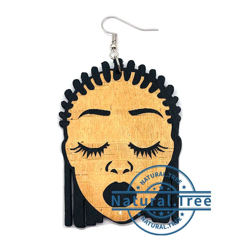 Woman Braids Afro African American Queen Earrings