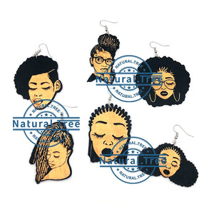 Woman Braids Afro African American Queen Earrings