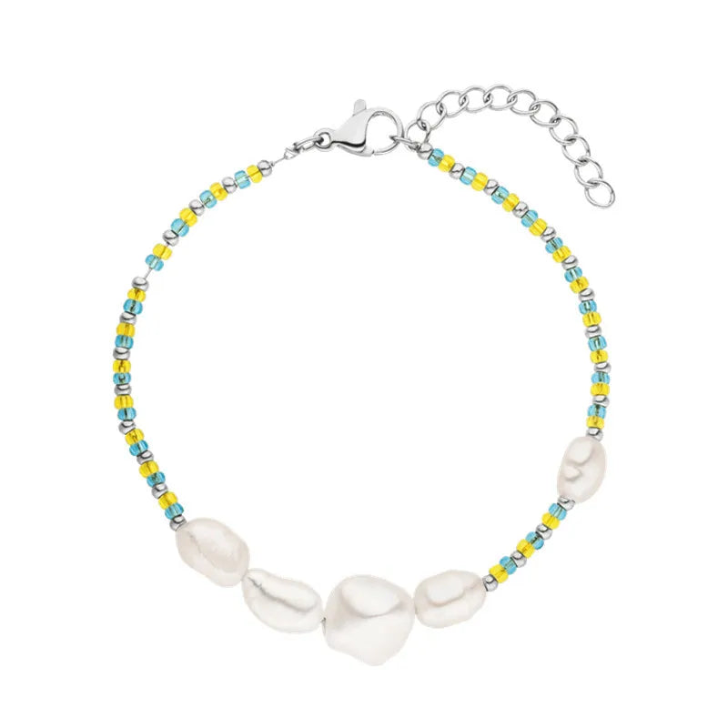 BLISSFUL Bracelet with Natural Pearl & Yellow Beads