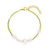 BLISSFUL Bracelet with Natural Pearl & Yellow Beads