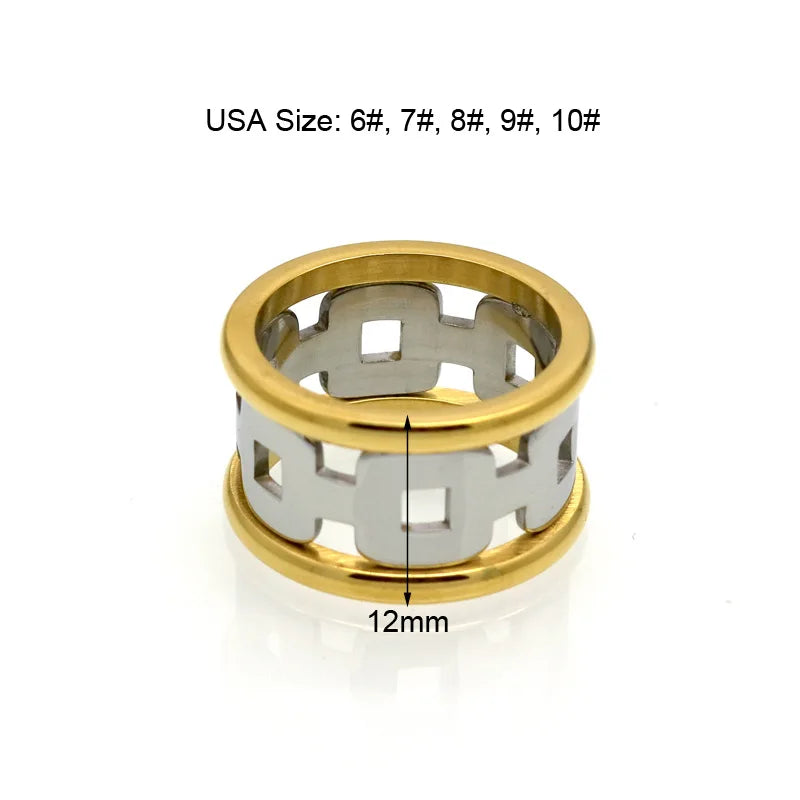 Silver Chain Ring Punk 316L Stainless Steel Metal Finger Jewelry