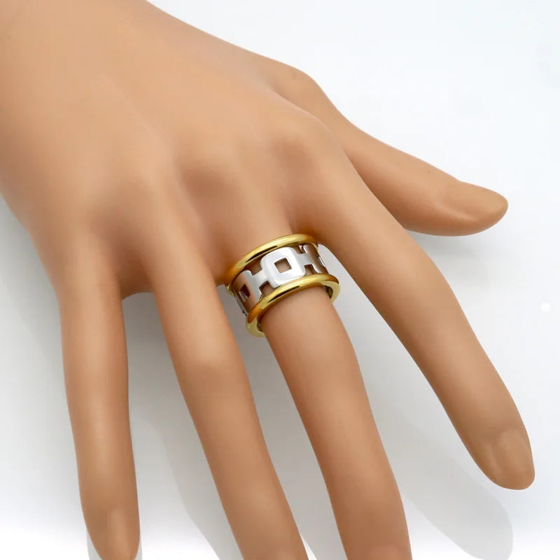 Silver Chain Ring Punk 316L Stainless Steel Metal Finger Jewelry