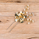 Bride Hair Pins Sun Flower Wedding Hair Jewelry Pearl Hairpins