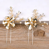 Bride Hair Pins Sun Flower Wedding Hair Jewelry Pearl Hairpins