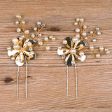 Bride Hair Pins Sun Flower Wedding Hair Jewelry Pearl Hairpins