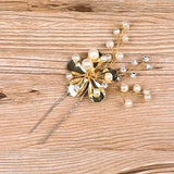 Bride Hair Pins Sun Flower Wedding Hair Jewelry Pearl Hairpins