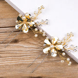 Bride Hair Pins Sun Flower Wedding Hair Jewelry Pearl Hairpins