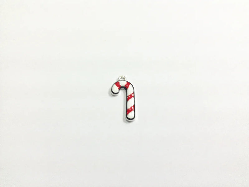 30pcs Candy Cane Enamel Charm Pendants 24mm*13mm
