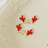 Christmas Deer Ears Enamel Alloy Earring Charms 30pcs 35*18mm