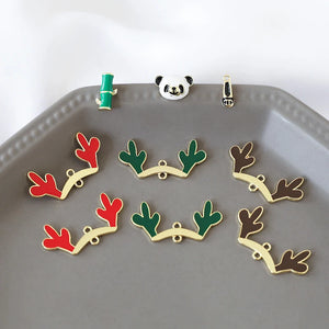 Christmas Deer Ears Enamel Alloy Earring Charms 30pcs 35*18mm