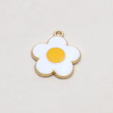 50pcs Colorful Enamel Metal Flower Charms 19*22mm