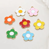 50pcs Colorful Enamel Metal Flower Charms 19*22mm