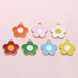 50pcs Colorful Enamel Metal Flower Charms 19*22mm