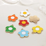 50pcs Colorful Enamel Metal Flower Charms 19*22mm