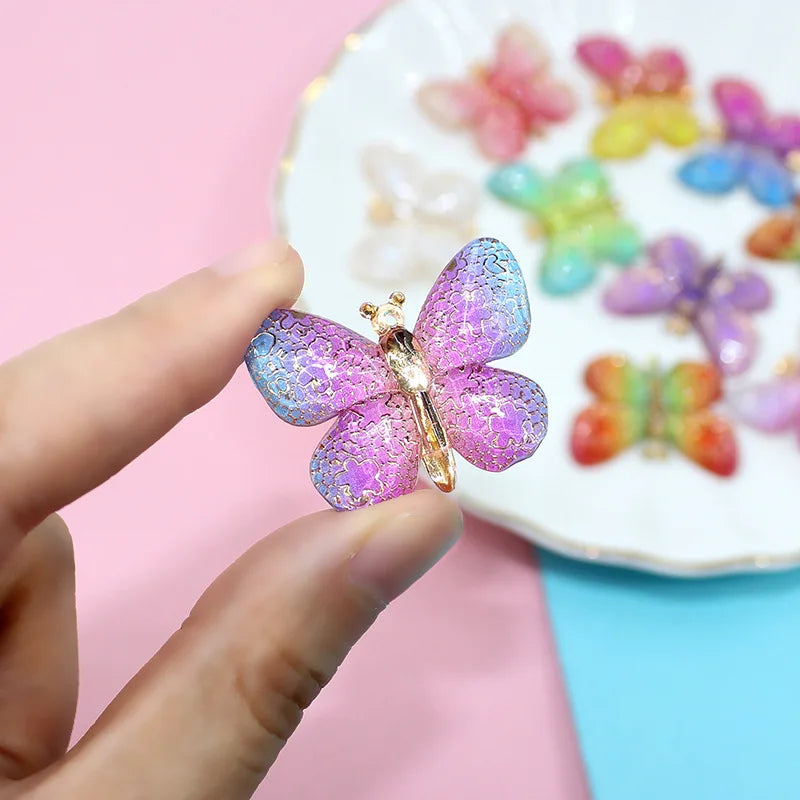 60pcs Glitter Resin Butterfly Cabochons - Phone Shell Decor