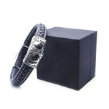 Motorcycles Engine Leather Bracelet Stainless Steel Skull Biker Style