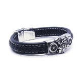 Motorcycles Engine Leather Bracelet Stainless Steel Skull Biker Style