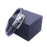 Skull Leather Bracelet 316 Stainless Steel Punk Ghost Biker Bracelet