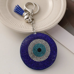 Rhinestone Eye Keychain Leather Car Keyring Bag Charm Women's Key Ring Trinket