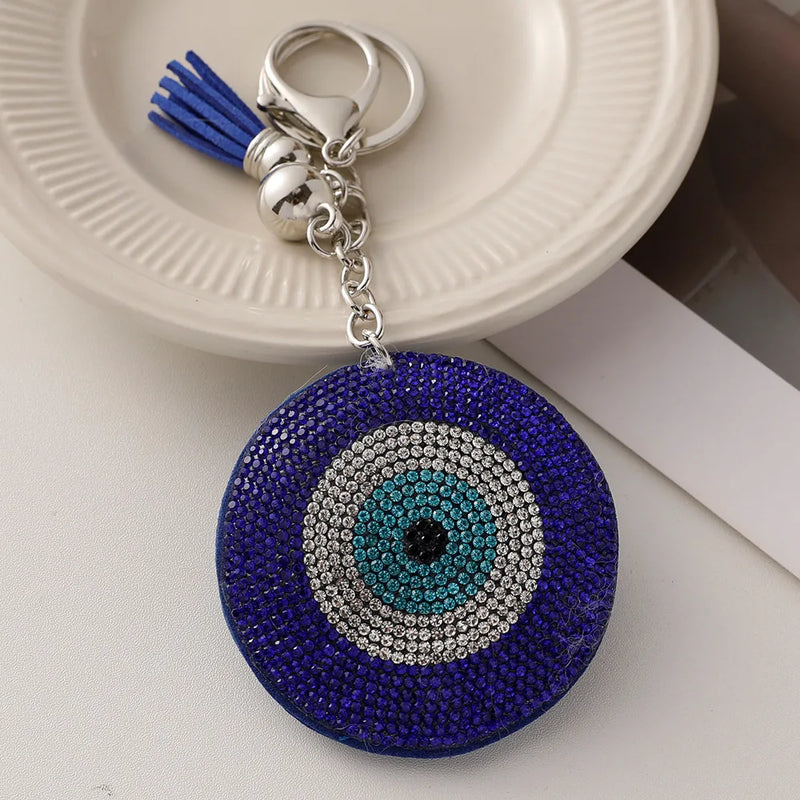 Rhinestone Eye Keychain Leather Car Keyring Bag Charm Women's Key Ring Trinket