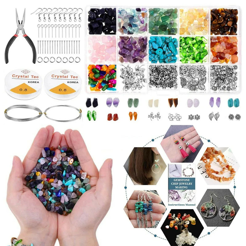 Crystal Beads Jewelry Making Kit with Lobster Clasp and Charms