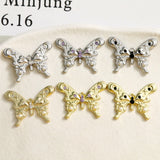 Crystal Rhinestone Pearl Butterfly Jewelry Charms 30pcs 20*27mm