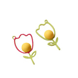 Lulip Flower Enamel Alloy Charms 20pcs Drop Oil Metal Ornament Accessories