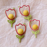 Lulip Flower Enamel Alloy Charms 20pcs Drop Oil Metal Ornament Accessories