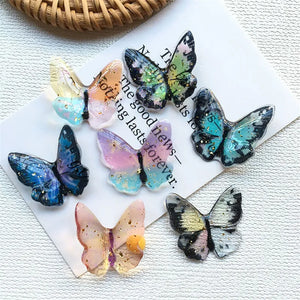 30pcs 22*25mm Glitter Butterfly Resin Cabochons for Jewelry Making