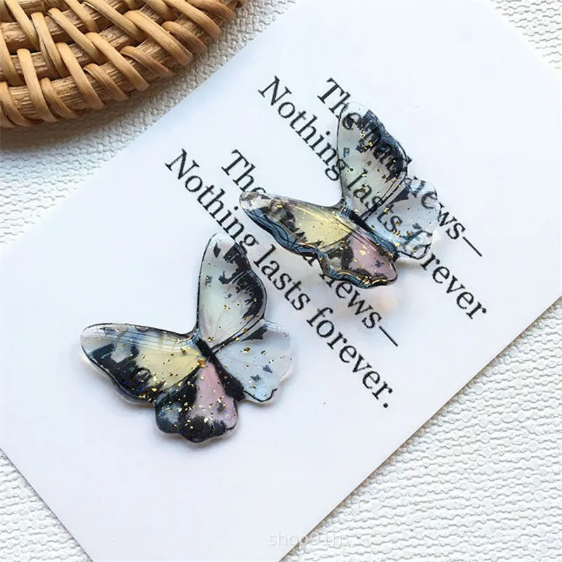30pcs 22*25mm Glitter Butterfly Resin Cabochons for Jewelry Making