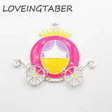10pcs Silvery Princess Carriage Enamel Pendant For Jewelry Making