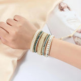 5 Wrap Bead Vegan Rope Bracelet with Stainless Steel Chain
