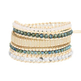 5 Wrap Bead Vegan Rope Bracelet with Stainless Steel Chain