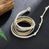 5 Wrap Bead Vegan Rope Bracelet with Stainless Steel Chain