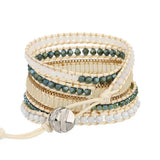 5 Wrap Bead Vegan Rope Bracelet with Stainless Steel Chain