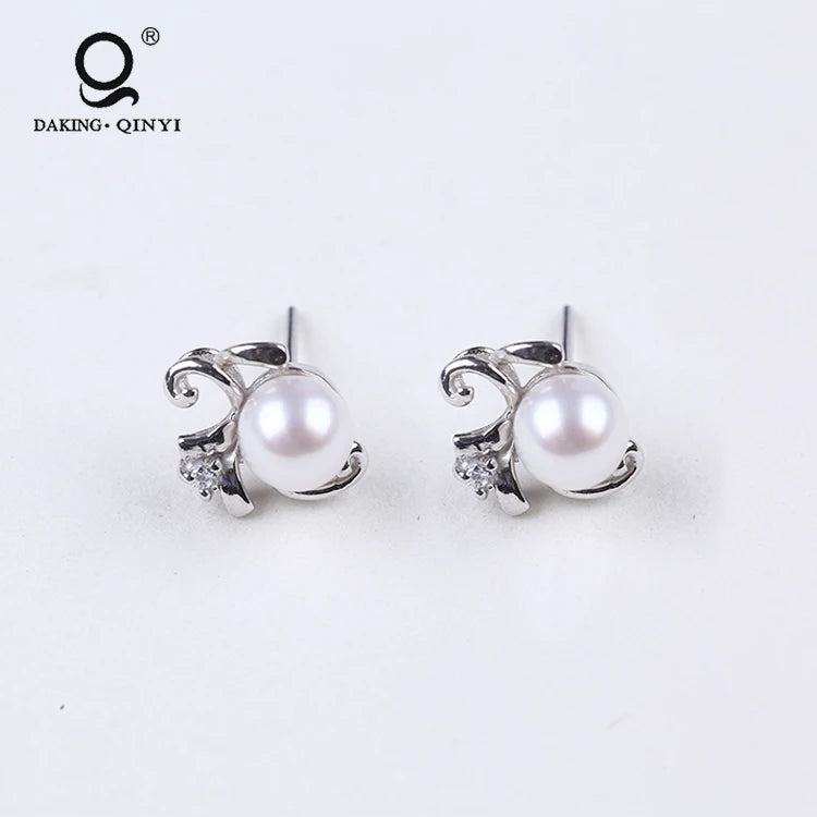 925 Silver Pearl Stud Earrings