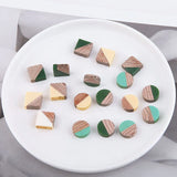 Resin Wood Jewelry Beading Charms Square Round Ornament Accessory DIY