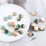 Resin Wood Jewelry Beading Charms Square Round Ornament Accessory DIY