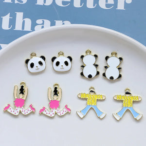 Enamel Alloy Charms 40pcs Panda Girl Boy Necklace Earring Pendants