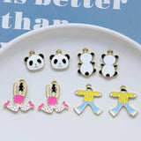 Enamel Alloy Charms 40pcs Panda Girl Boy Necklace Earring Pendants