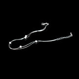 925 Sterling Silver Double Layer Frosted Beads Anklets Women