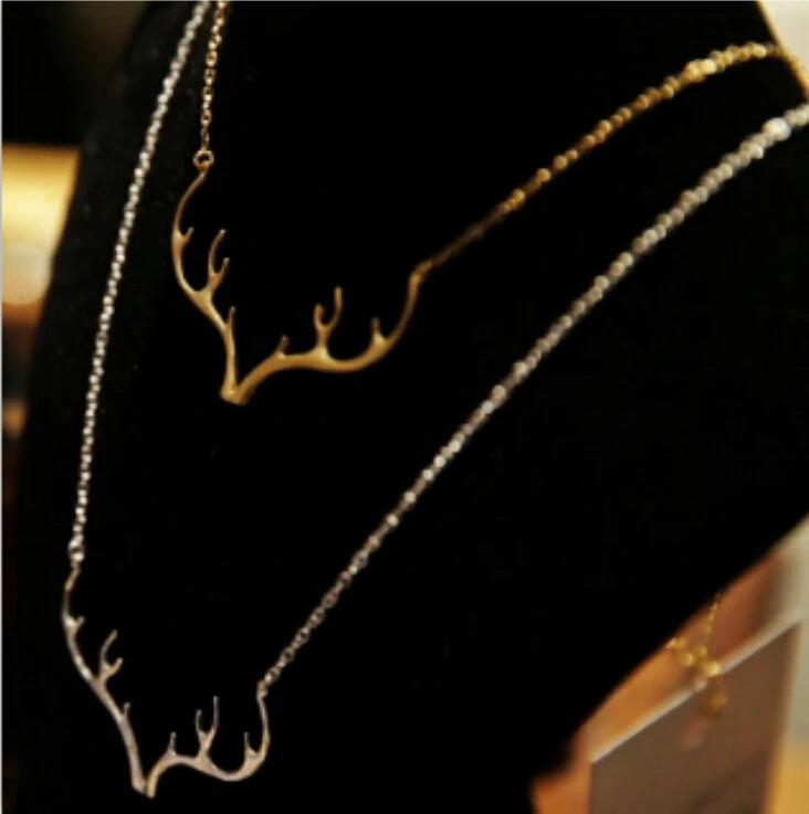 Antlers Pendant Necklace for Women - Christmas Birthday Party Jewelry