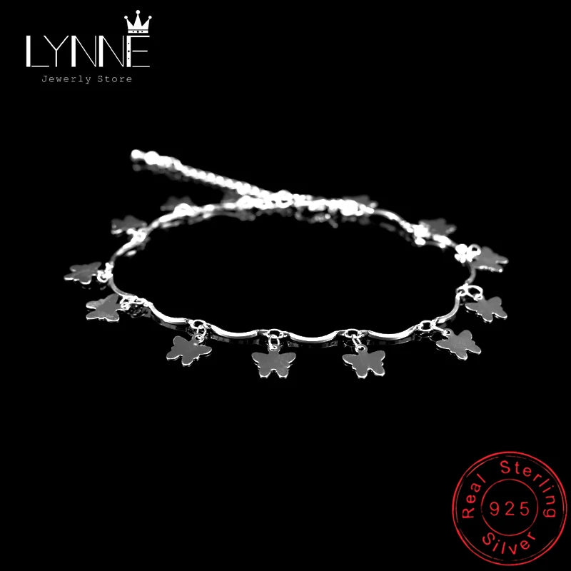 925 Silver Butterfly Pendant Anklet Bracelet Foot Chain for Women