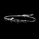 Double Layer Star Frosted Bead Pendant Anklets 925 Sterling Silver