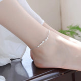 Double Layer Star Frosted Bead Pendant Anklets 925 Sterling Silver